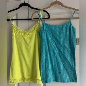 AEROPOSTALE STRETCH Blue Cami& BOZZOLO Bright Yellow Laced Cami|NEW W TAGS